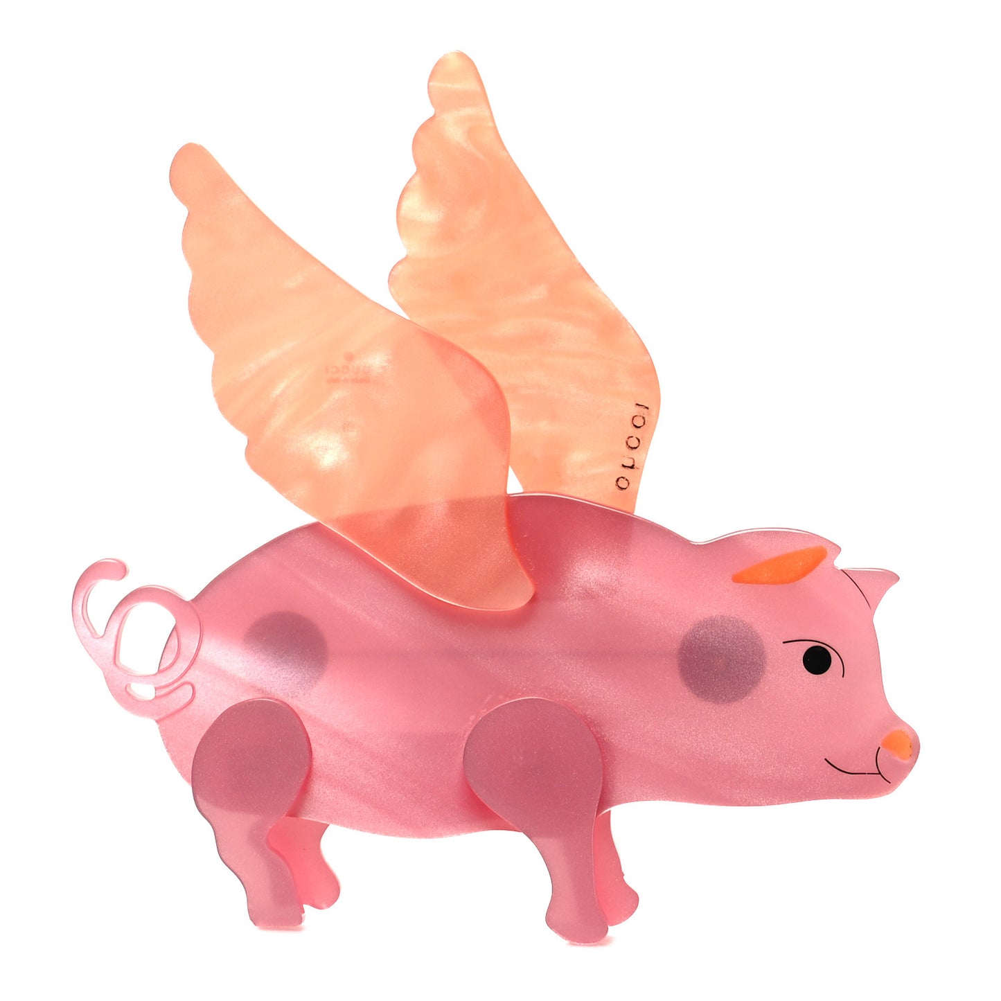 Resin Flying Pig Brooch Pink