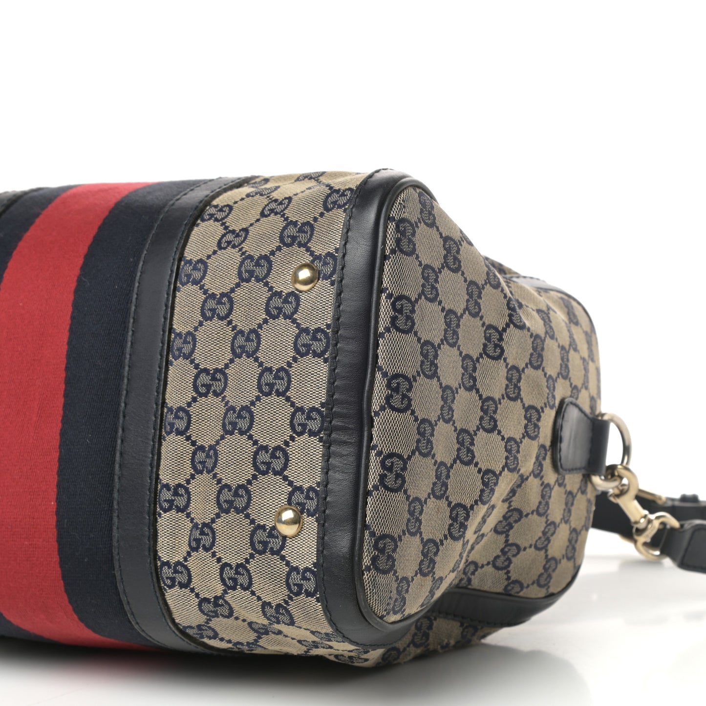 Monogram Selleria Calfskin Vintage Web Medium Boston Beige Blue