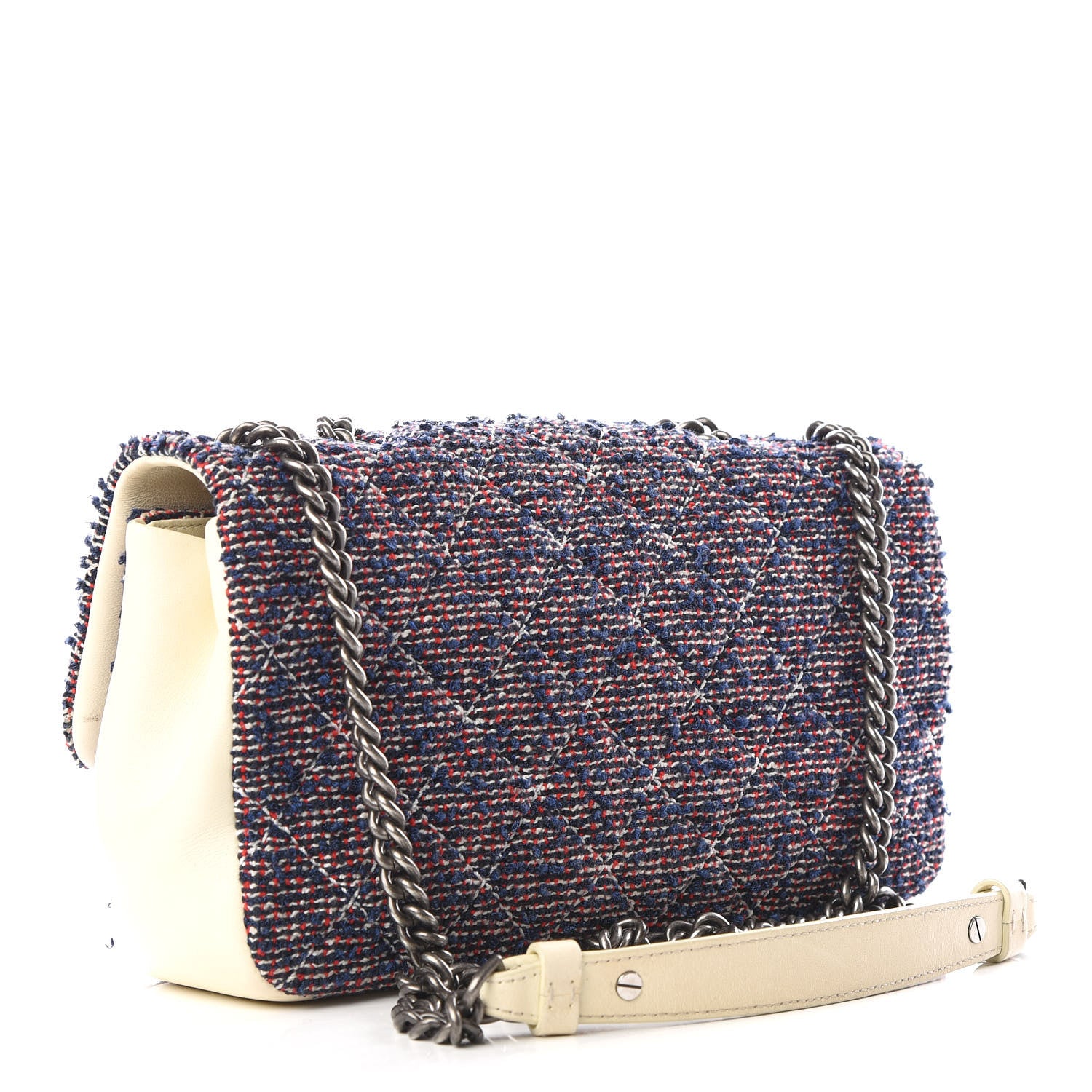 Chanel Tweed Quilted Medium Single Flap Blue Multicolor 2 of 10