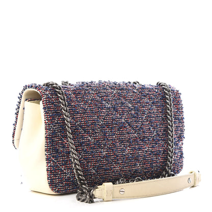 Chanel Tweed Quilted Medium Single Flap Blue Multicolor 2 of 10