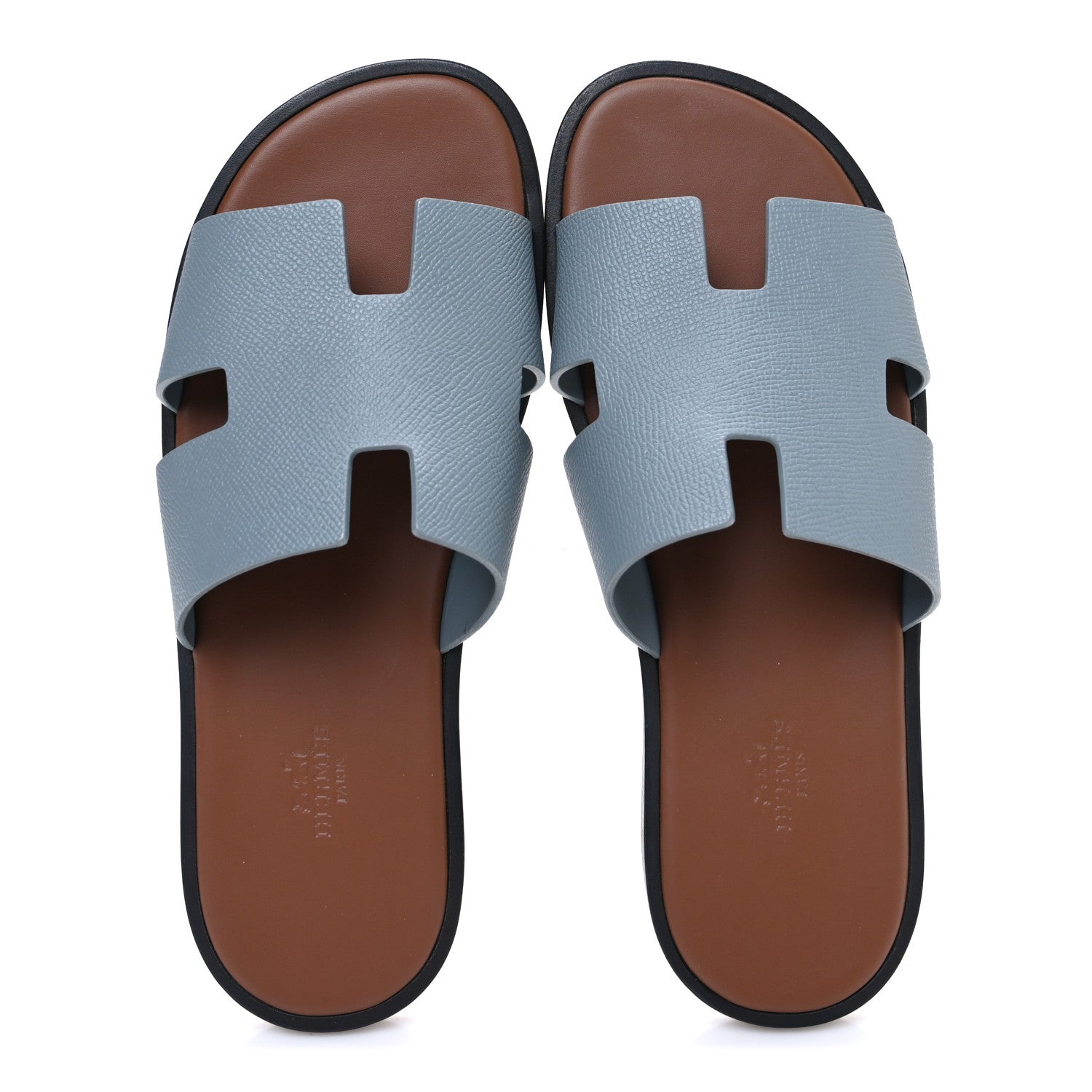 Hermes Epsom Mens Izmir Sandals 40 Gris Antarctique Brique 2 of 10