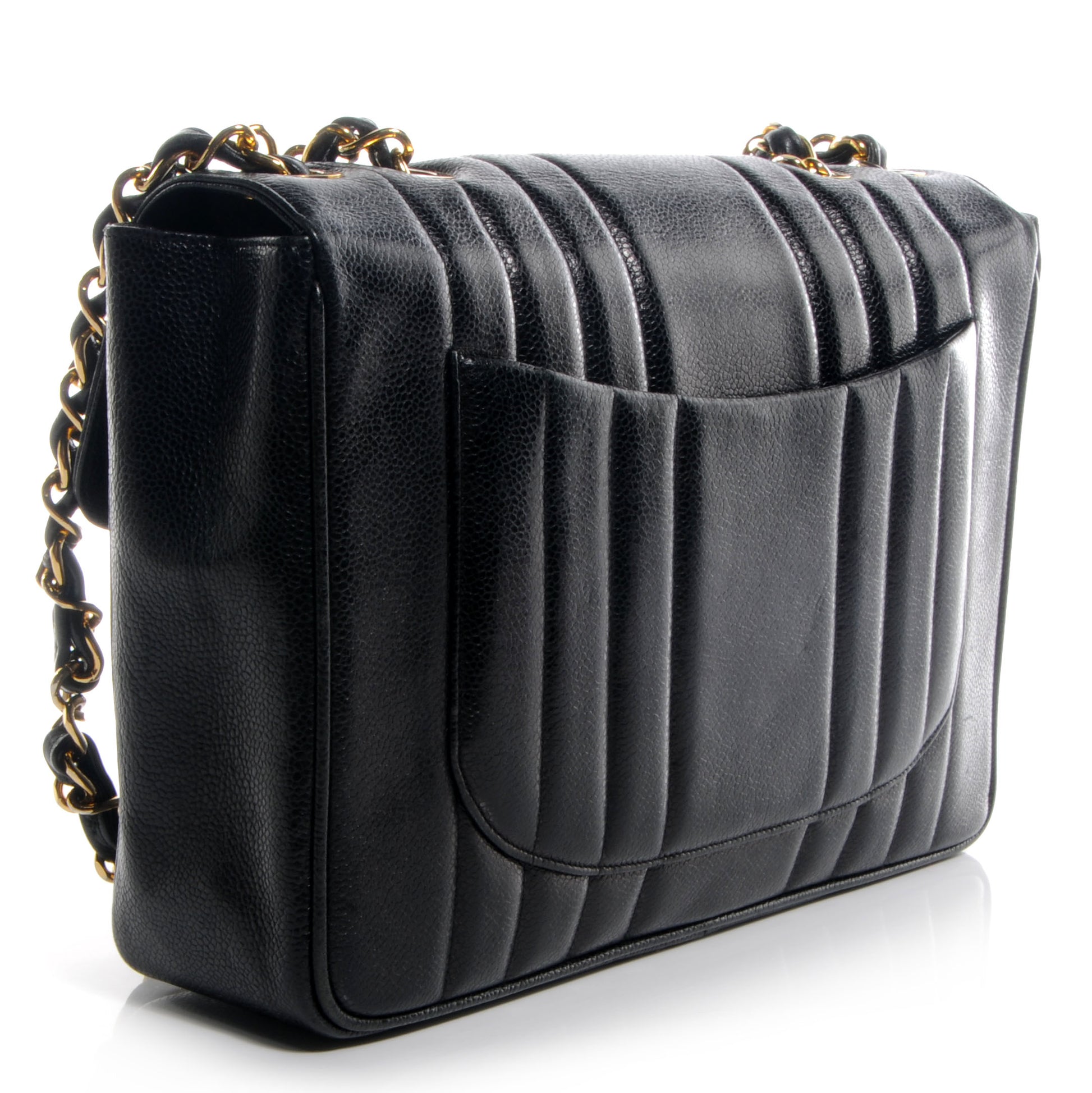 Chanel Caviar Vertical Quilt Jumbo Flap Black 3 of 9