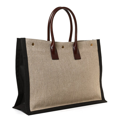 Saint Laurent Linen Calfskin Rive Gauche Tote Natural 3 of 10
