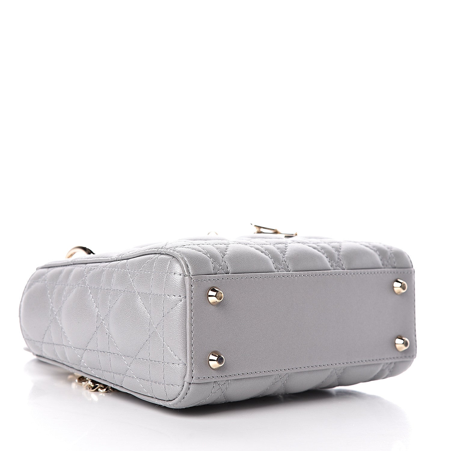 Christian Dior Metallic Lambskin Cannage Mini Lady Dior Grey 4 of 10