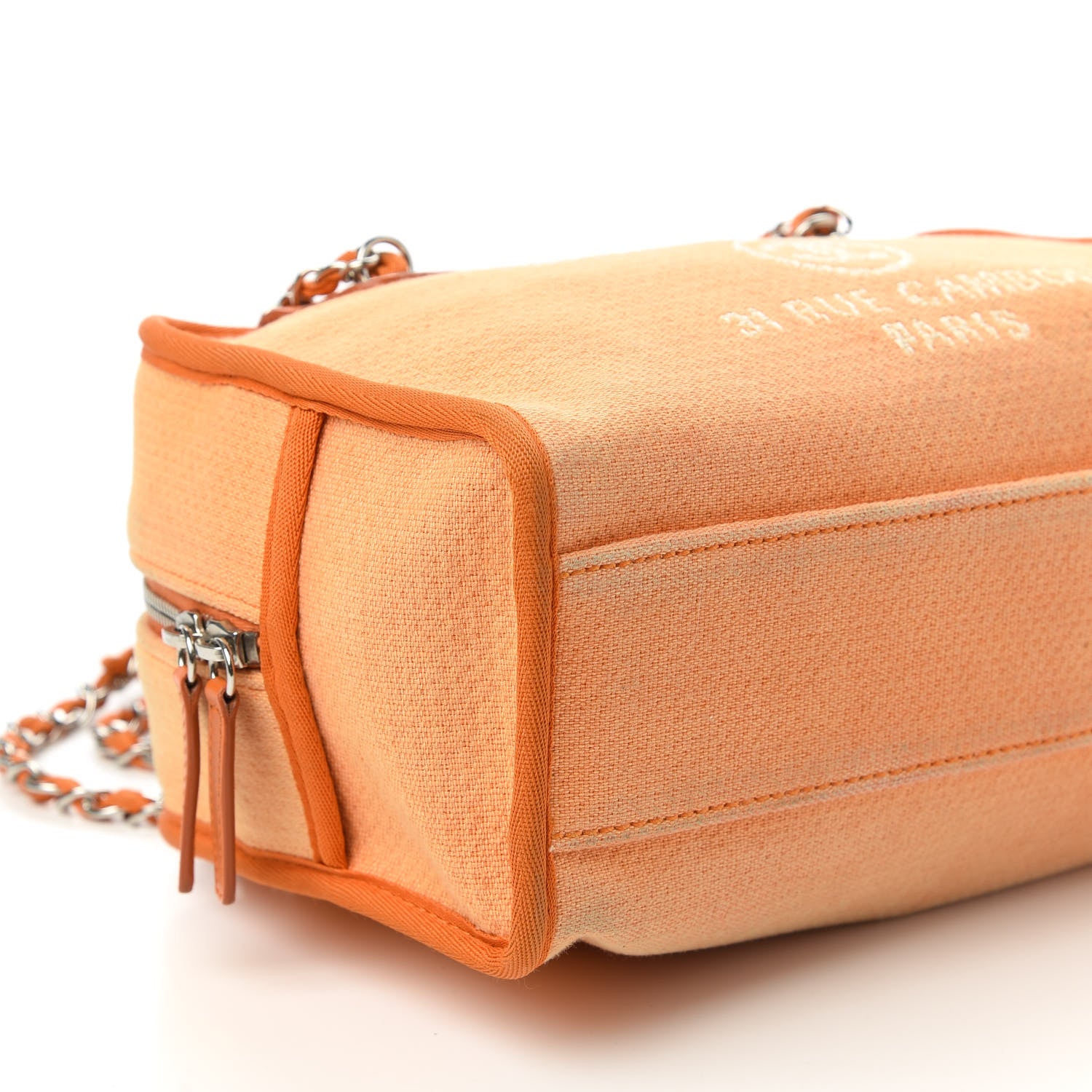 Chanel Canvas Deauville Small Bowling Bag Orange 6 of 10