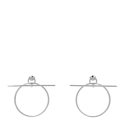 Hermes Sterling Silver MM Loop Earrings 1 of 5