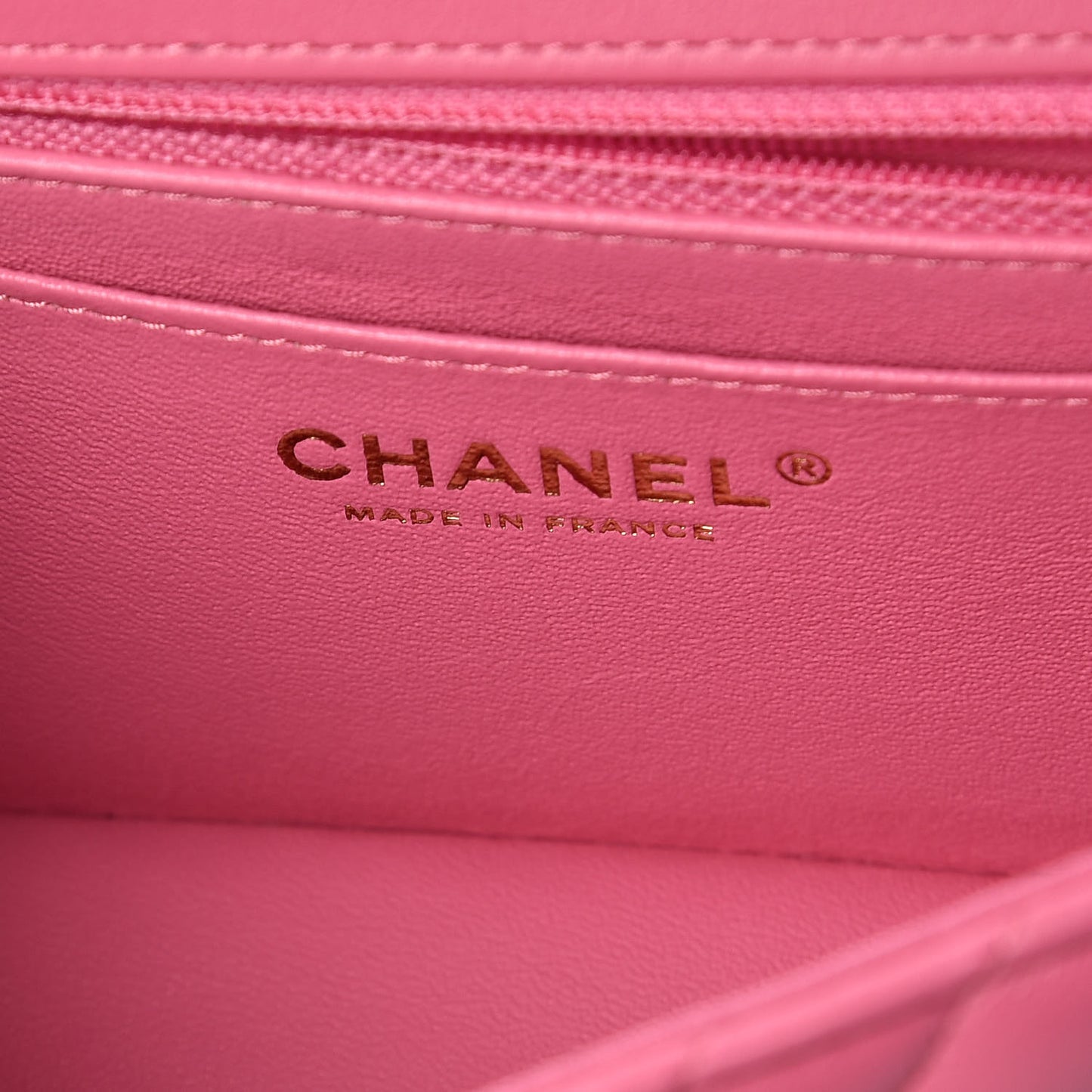 Lambskin Chevron Quilted Mini Rectangular Flap Pink