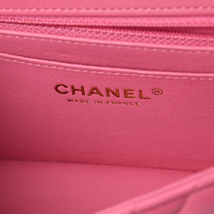 Chanel Lambskin Chevron Quilted Mini Rectangular Flap Pink 6 of 9