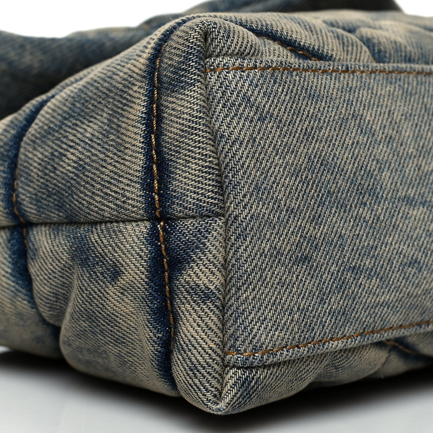 Denim Quilted Toy Loulou Puffer Monogram Chain Satchel Rodeo Blue