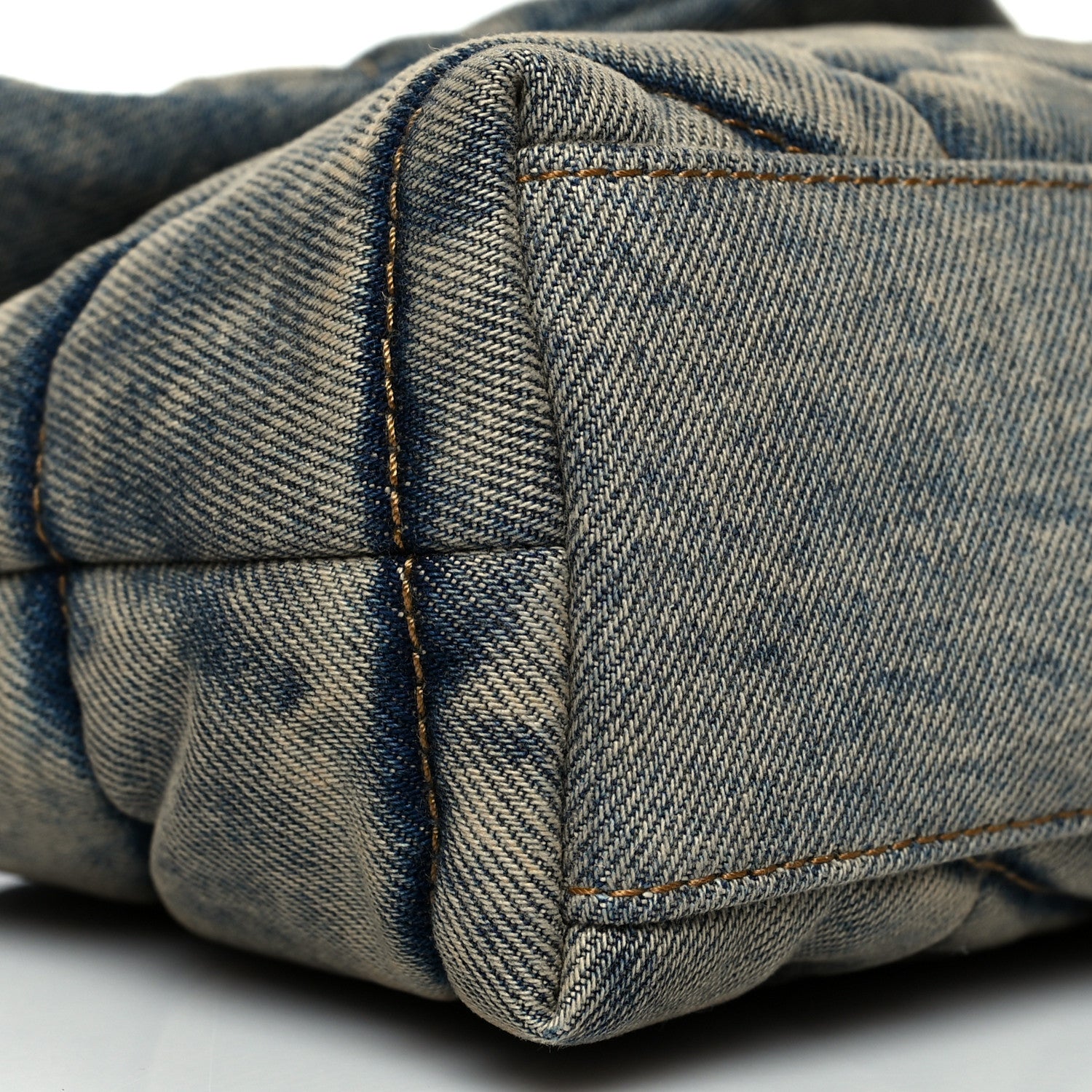 Saint Laurent Denim Quilted Toy Loulou Puffer Monogram Chain Satchel Rodeo Blue 8 of 9