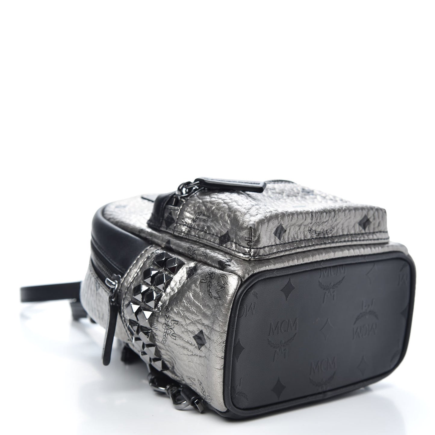 Metallic Visetos Side Stud X-Mini Stark Bebe Boo Backpack Silver Black