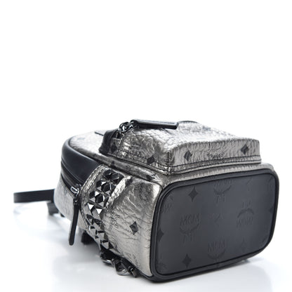 MCM Metallic Visetos Side Stud X-Mini Stark Bebe Boo Backpack Silver Black 4 of 8