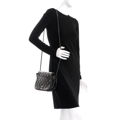 Chanel Glazed Calfskin Quilted Small CC Enchained Accordion Flap Black 2 of 8