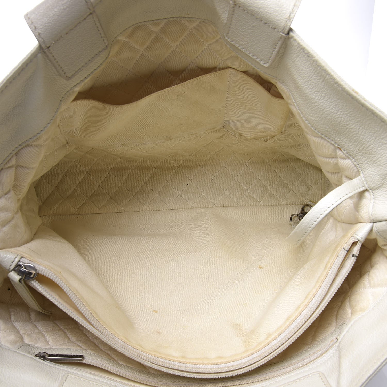 Chanel Goatskin Perforated Large CC Tote White 4 of 13