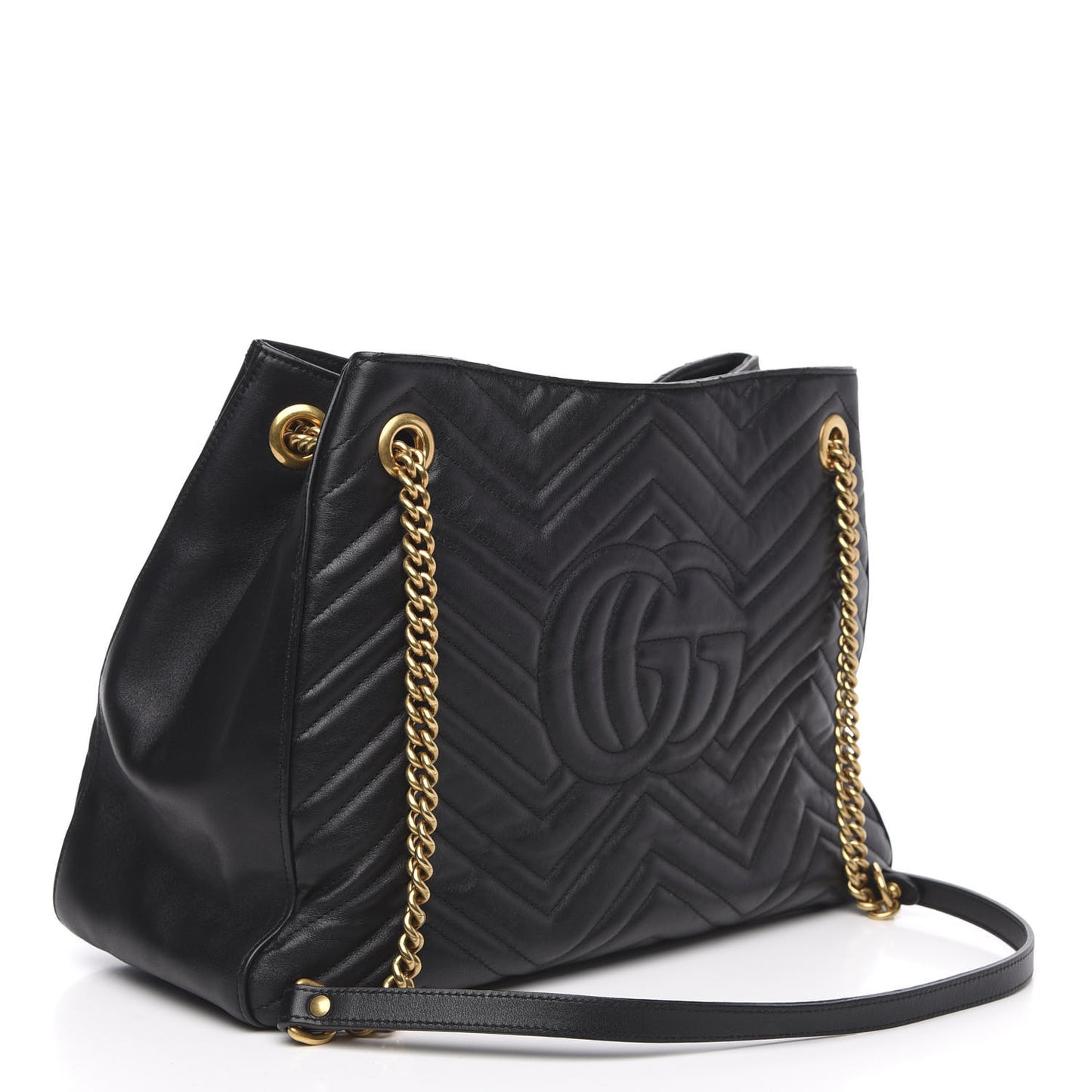 Calfskin Matelasse Medium GG Marmont Shoulder Tote Bag Black