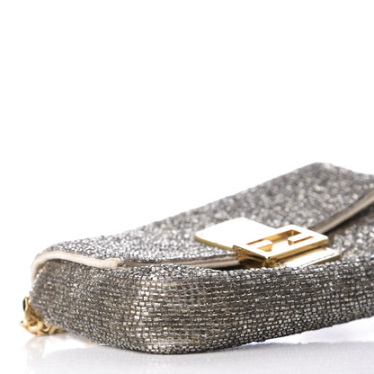 Fendi Laminated Goatskin Beaded Micro Baguette Oro Chiaro Platino 7 of 9