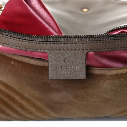 Gucci Velvet Matelasse Medium GG Marmont Shoulder Bag Taupe 6 of 18