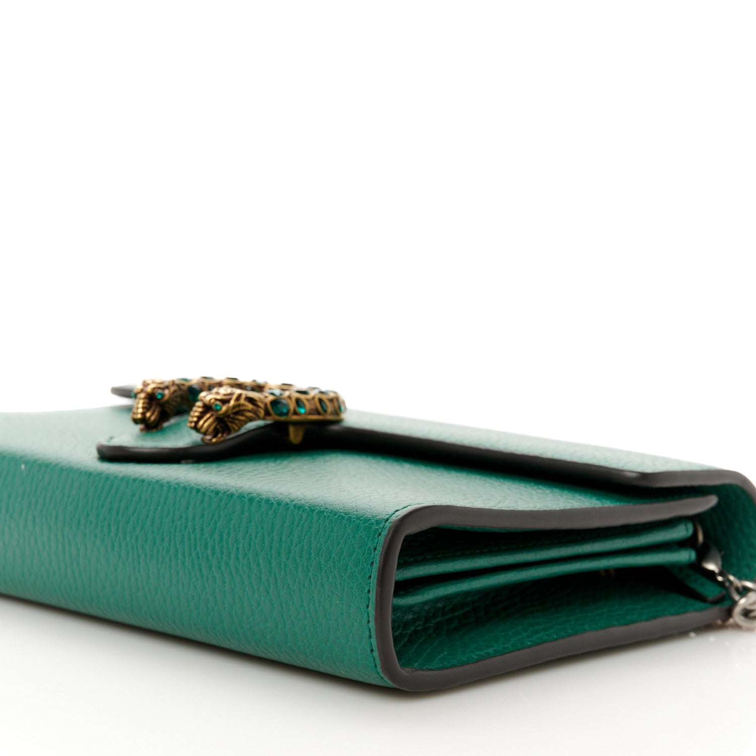Gucci Calfskin Mini Dionysus Chain Wallet Emerald 9 of 10