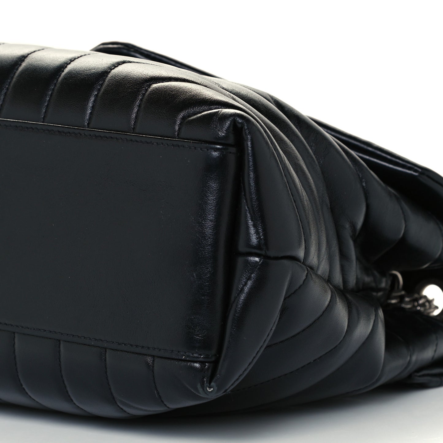 Calfskin Y Quilted Monogram Medium Loulou Chain Satchel Black