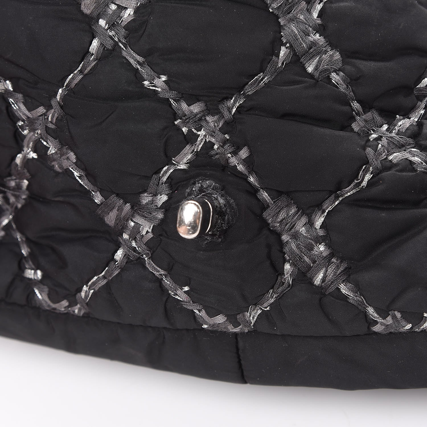 Chanel Nylon Quilted Tweed Stitch Medium Bubble Flap Black 13 of 13
