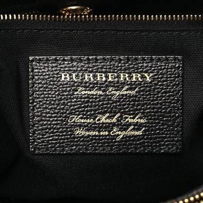 Burberry Derby Calfskin House Check Medium Banner Tote Black 5 of 8
