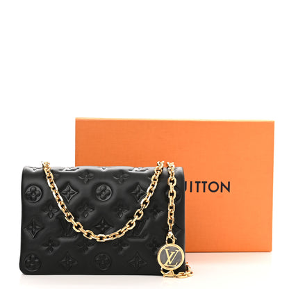 Louis Vuitton Lambskin Embossed Monogram Pochette Coussin Black 11 of 11