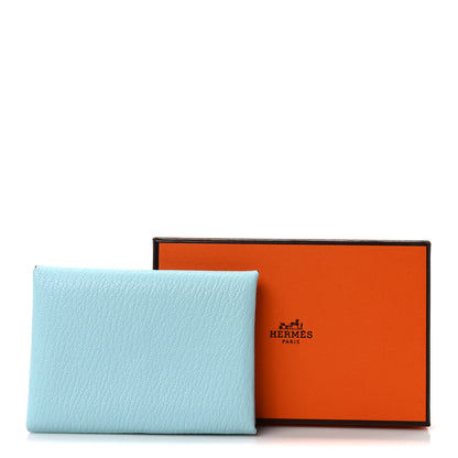 Hermes Chevre Mysore Calvi Duo Card Case Bleu Zephyr 7 of 7