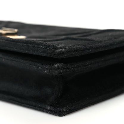 Christian Dior Velvet Diorama Wallet on Chain Pouch Black 9 of 10