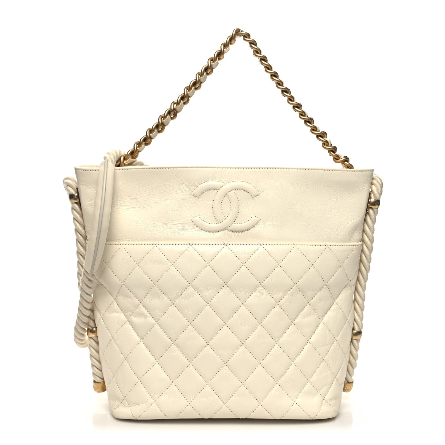 Chanel Crumpled Calfskin En Vogue Rope Hobo Bag White 1 of 11