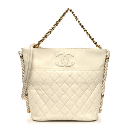 Chanel Crumpled Calfskin En Vogue Rope Hobo Bag White 1 of 11