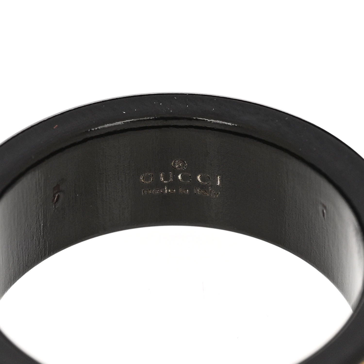 Gucci 18K Yellow Gold Synthetic Corundum Interlocking G Icon Ring Black 53 6.25 5 of 6