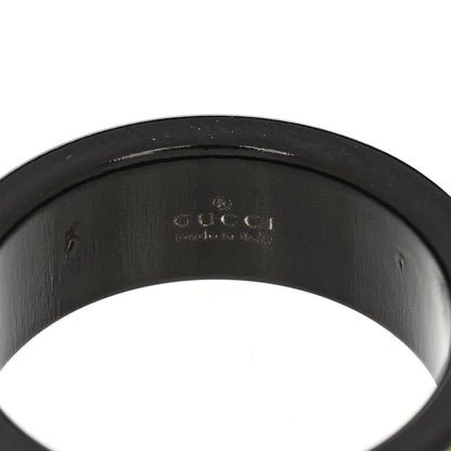 Gucci 18K Yellow Gold Synthetic Corundum Interlocking G Icon Ring Black 53 6.25 5 of 6