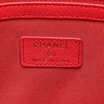 Chanel Caviar Quilted Medium Cosmetic Case Red 6 of 8