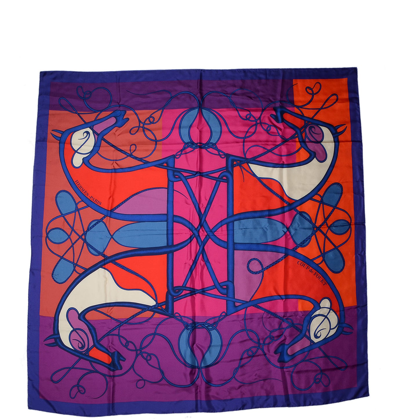 Silk Twill Coup de Fouet GM Scarf 140 Encre Violet Rose Indien