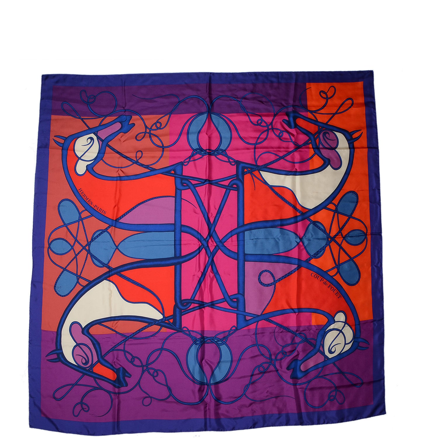 Hermes Silk Twill Coup de Fouet GM Scarf 140 Encre Violet Rose Indien 2 of 6