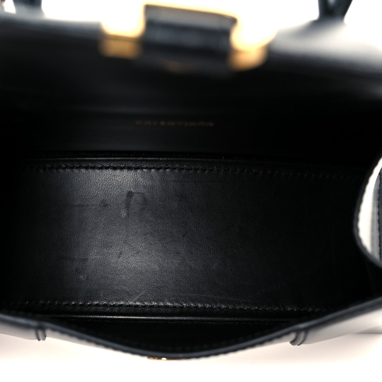 Shiny Box Calfskin Hourglass Top Handle Bag XS Black