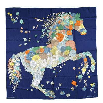 Hermes Silk Robe Legere Scarf 140 Marine Vert Orange 1 of 3