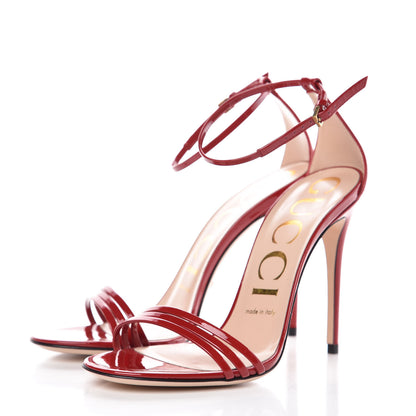 Gucci Patent Strappy Removable Sock Sandals 37 Skin Rose Hibiscus Red 6 of 12