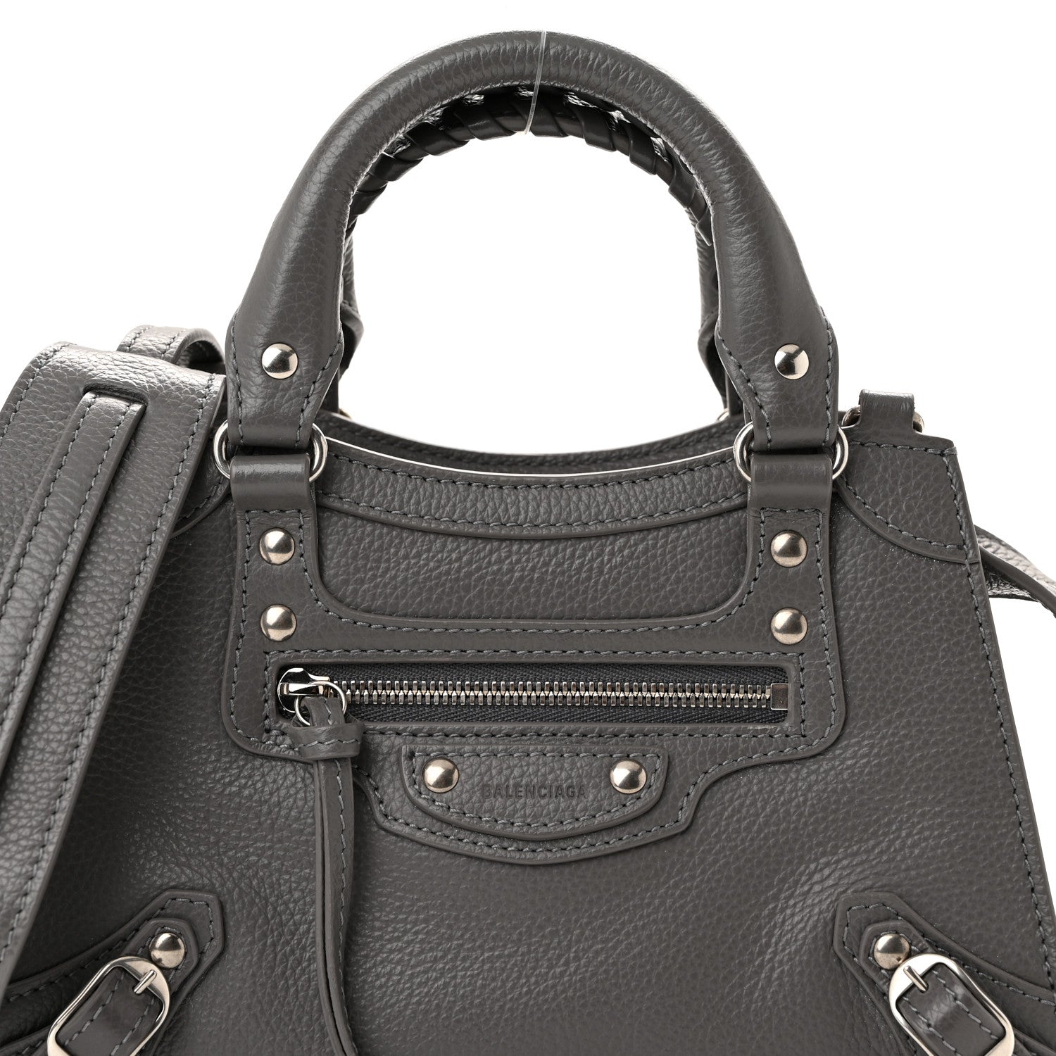 Balenciaga Grained Calfskin Neo Classic Silver Hardware Mini City Dark Grey 8 of 10