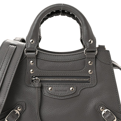 Balenciaga Grained Calfskin Neo Classic Silver Hardware Mini City Dark Grey 8 of 10