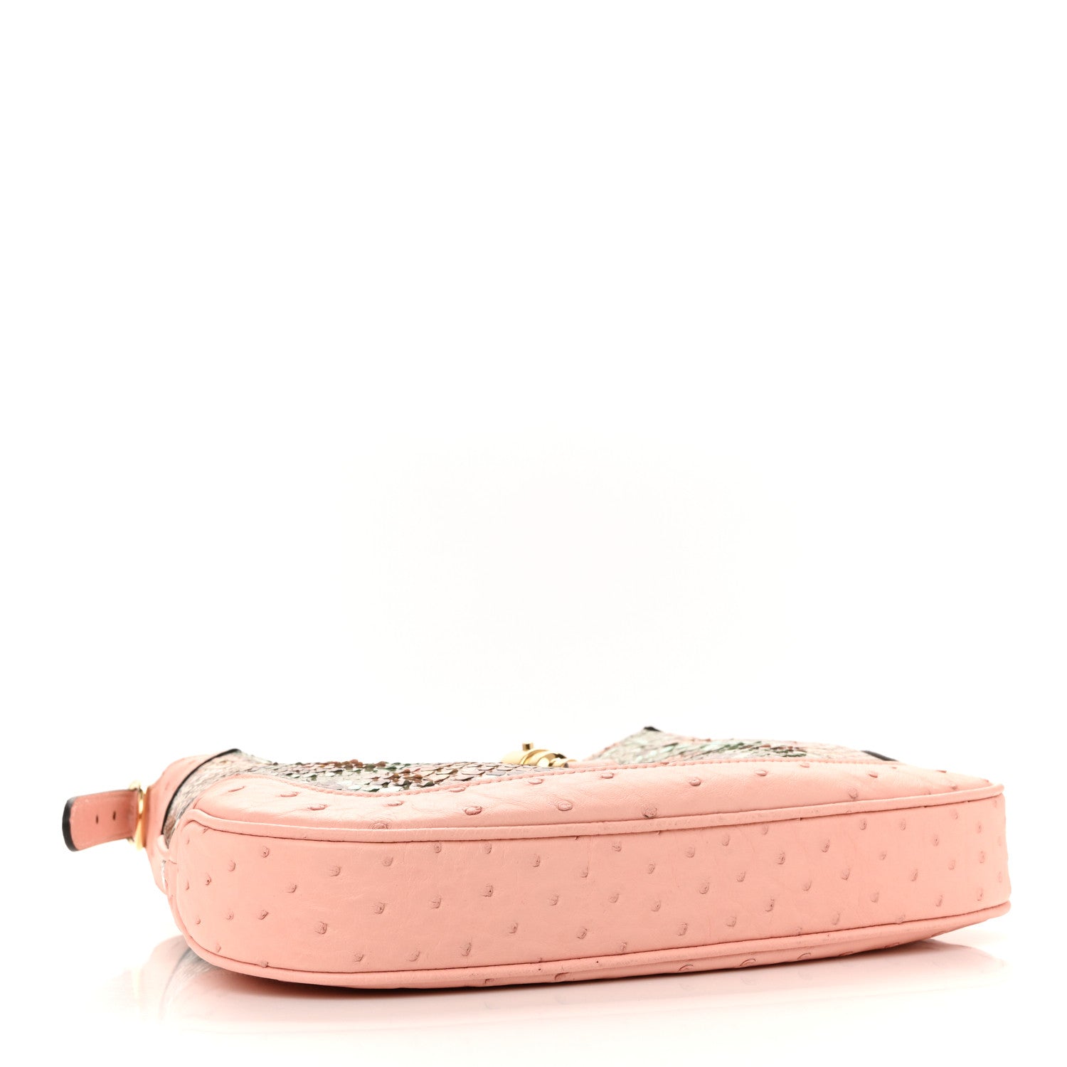 Gucci Snakeskin Ostrich Calfskin Small Jackie 1961 Hobo Pink Multicolor 4 of 12