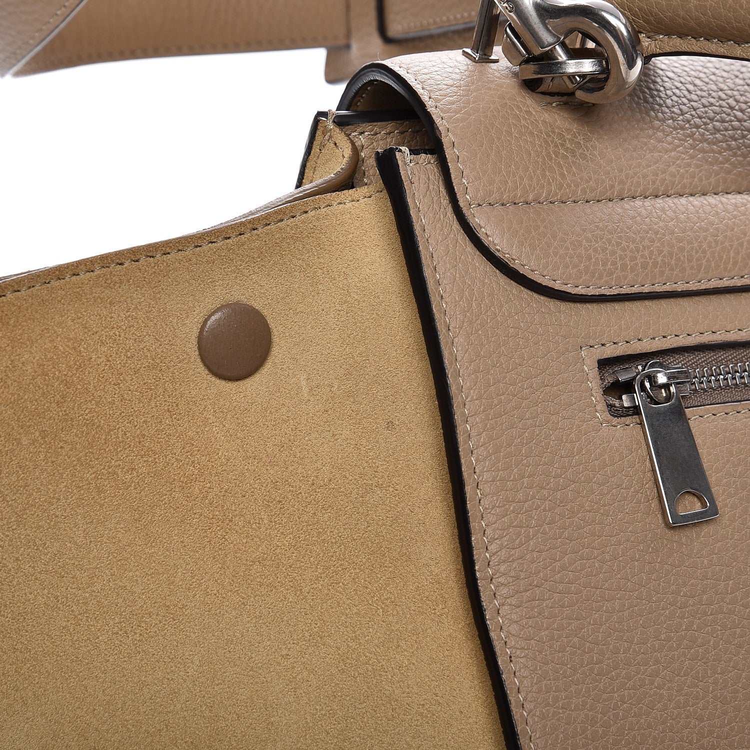 Celine Drummed Calfskin Suede Medium Trapeze Dune 9 of 10