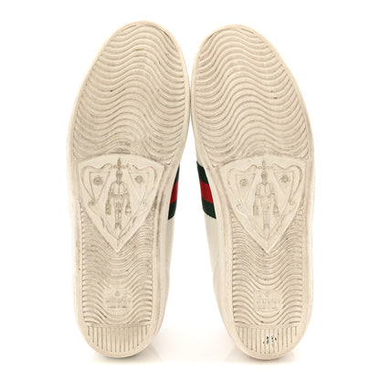 Gucci Calfskin Ayers Bee Embroidered Womens Ace Sneakers 39.5 White Green 13 of 20
