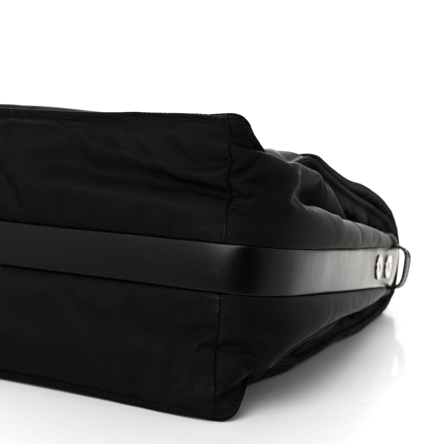 Re-Nylon Vitello Padded Large Flap Shoulder Bag Black