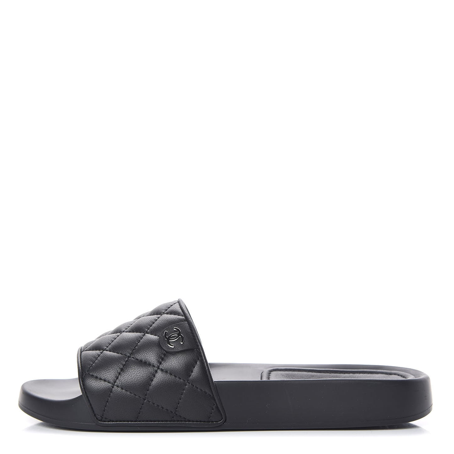 Lambskin Quilted CC Mules Sandals 39 Black