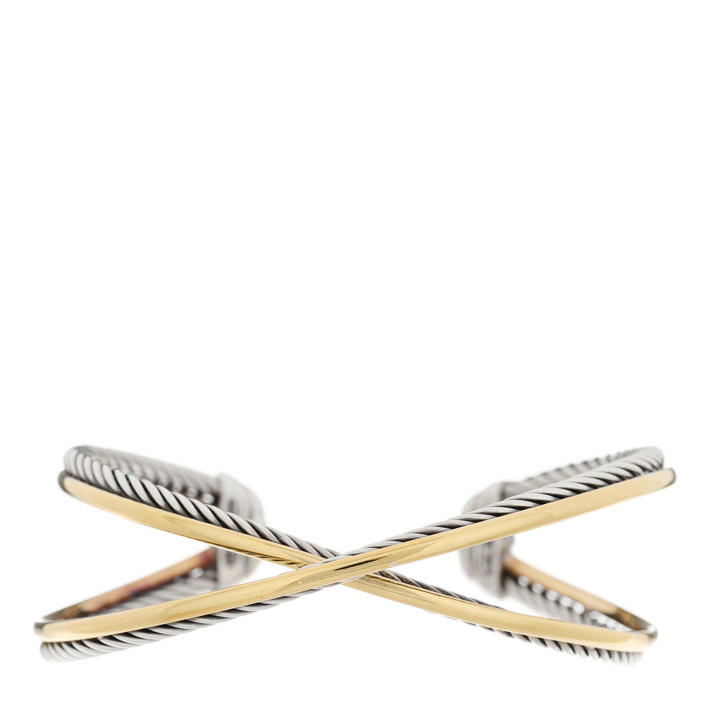 Sterling Silver 18K Yellow Gold 26mm Crossover X Cuff Bracelet