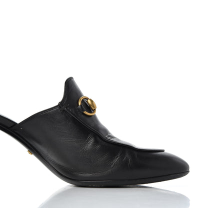 Gucci Malaga Kid Horsebit Princetown Mid Heel Mules 36.5 Black 10 of 21