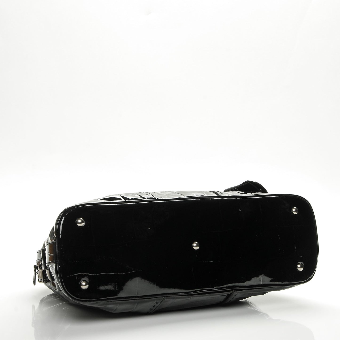 Crocodile Embossed Patent Calfskin Large Muse Black