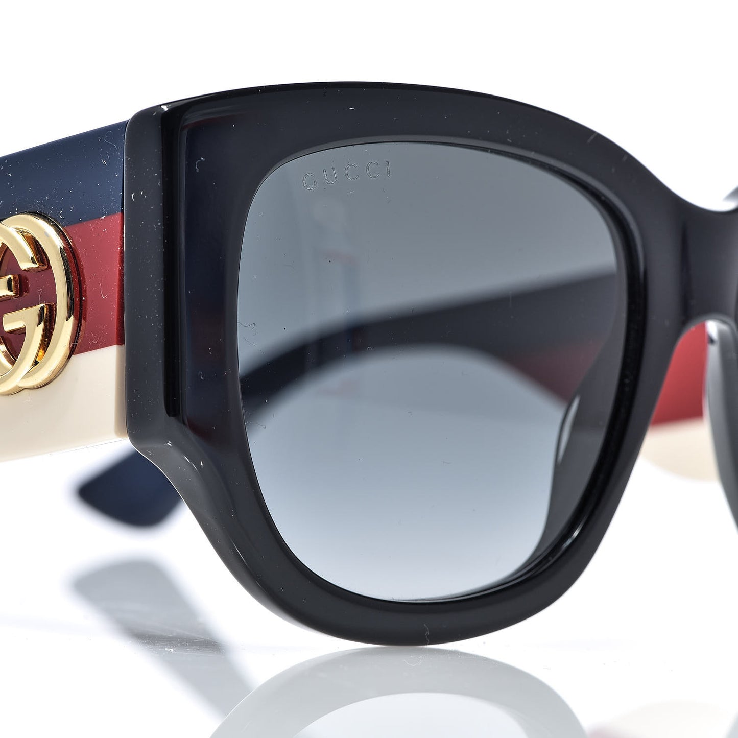 Acetate Web Oversized Frame Rectangle Sunglasses GG0276S Black