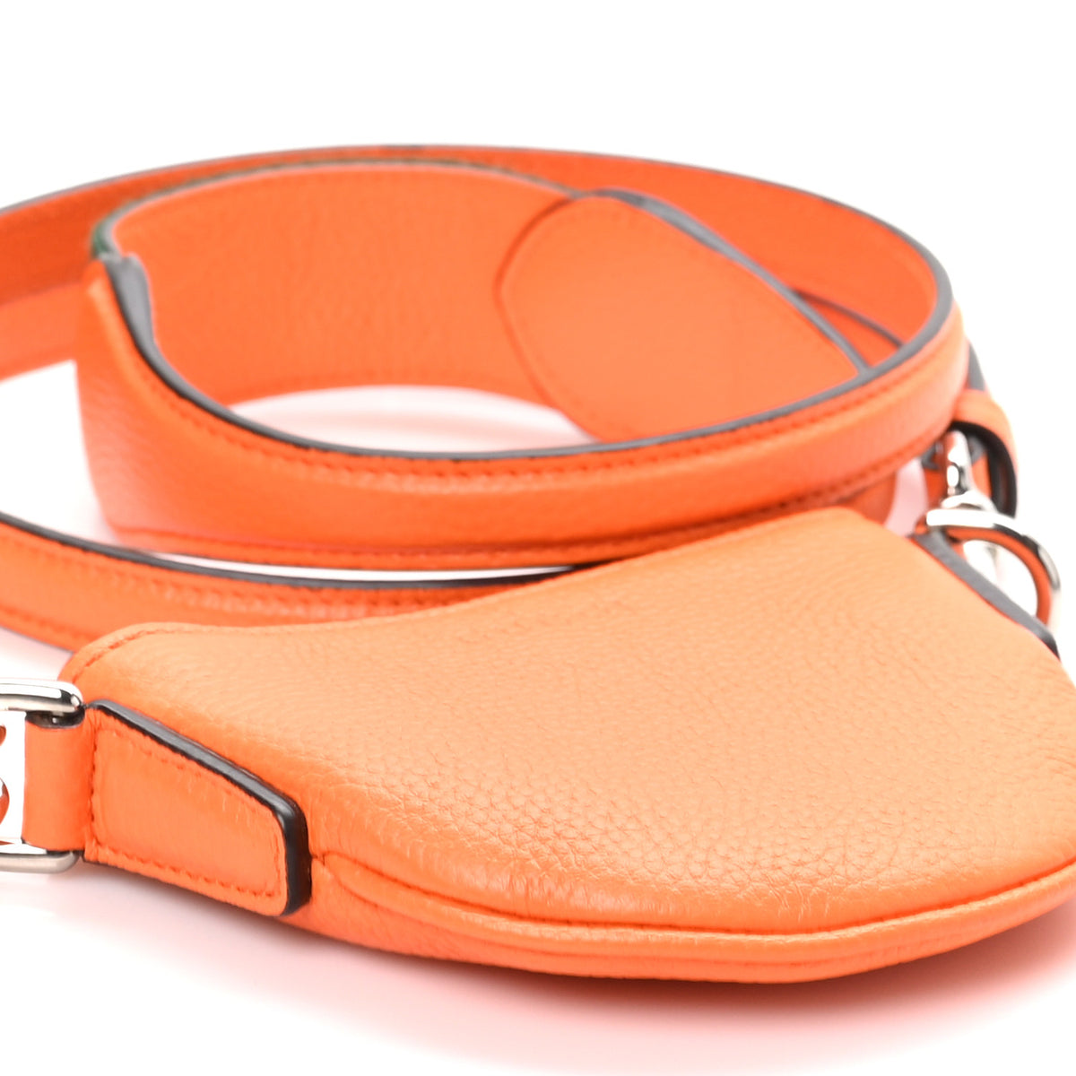Pebbled Calfskin Mini B Shoulder Bag Orange